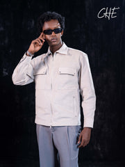 Utility-style zip-up Shacket
