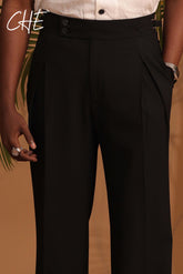 Men Gurkha Thick Paris Buckle High Waisted Pants