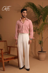 Chianti Red Striped Full Sleeve Single Cuff Classic Fit Shirt