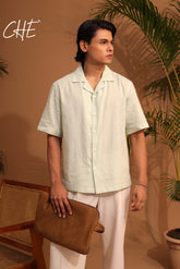 Men Relaxed Cuban Collar Remi cotton Oversized Half Shirt