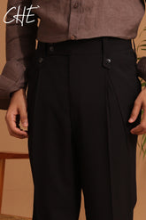 High-waisted, wide-leg pleated Baggy pant with side-tab adjusters