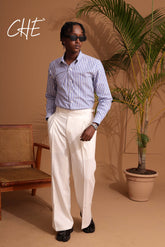Striped long-sleeve cotton shirt