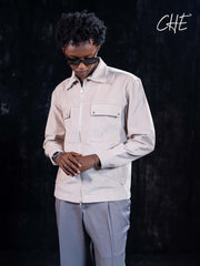 Utility-style zip-up Shacket