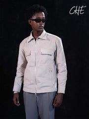 Utility-style zip-up Shacket