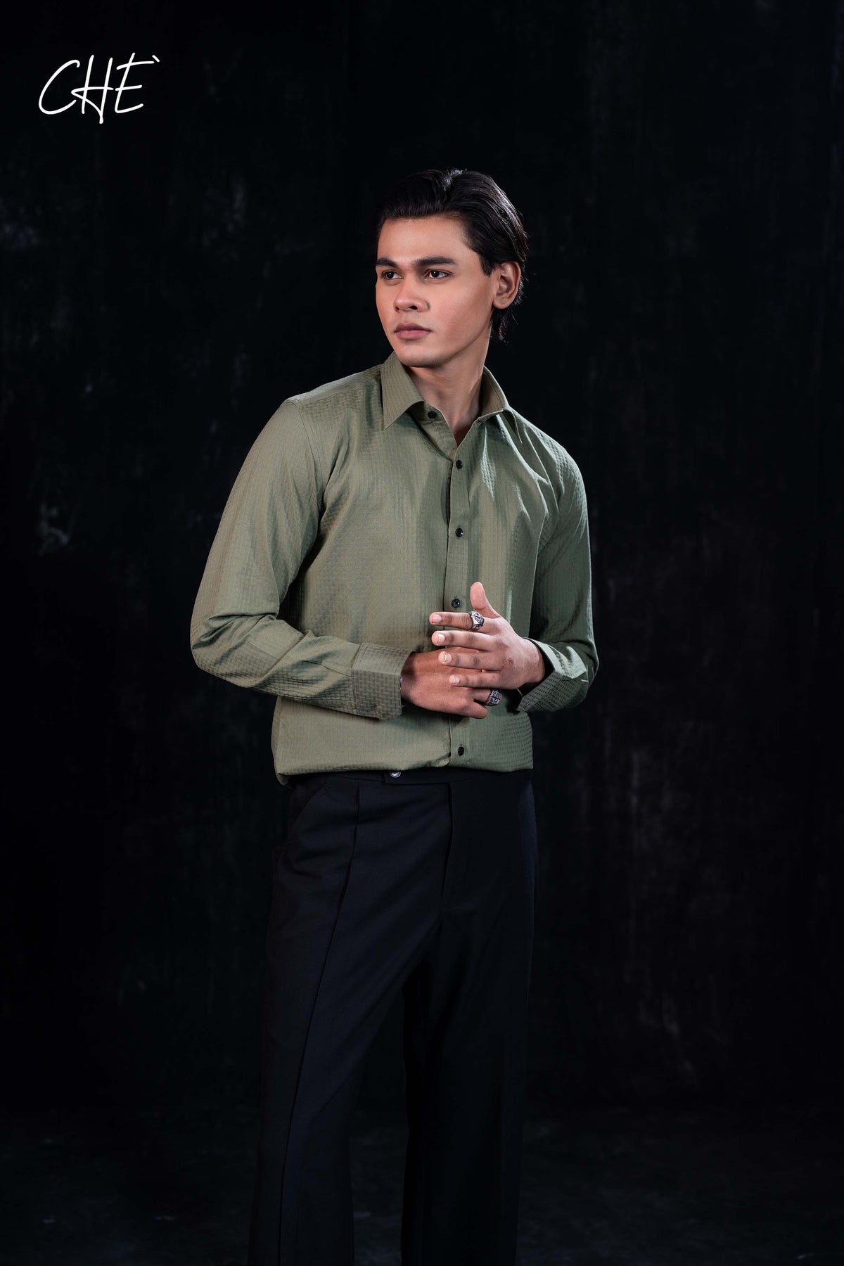 Olive Mixed Bamboo Silk Executive Semi Formal Shirt