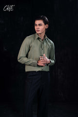 Olive Mixed Bamboo Silk Executive Semi Formal Shirt