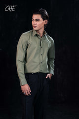 Olive Mixed Bamboo Silk Executive Semi Formal Shirt
