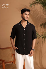 Men Relaxed Cuban Collar Linen Oversized Casual Shirt