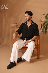 Men Relaxed Cuban Collar Linen Oversized Casual Shirt