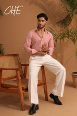 Chianti Red Striped Full Sleeve Single Cuff Classic Fit  Shirt