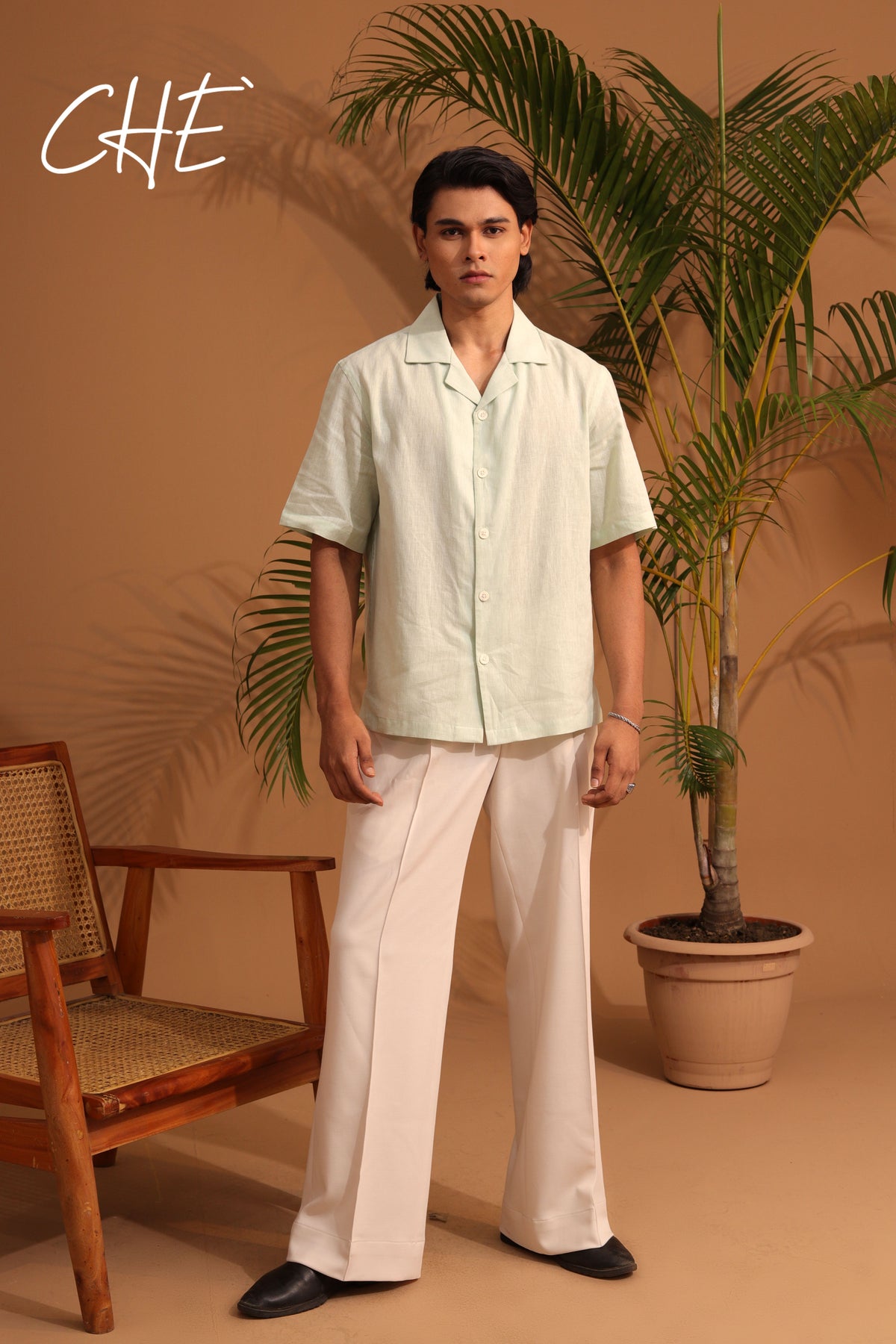 Men Relaxed Cuban Collar Remi cotton Oversized Half Shirt