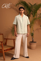 Men Relaxed Cuban Collar Remi cotton Oversized Half Shirt