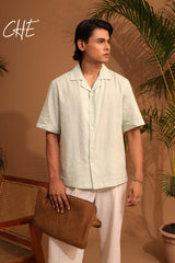 Men Relaxed Cuban Collar Remi cotton Oversized Half Shirt