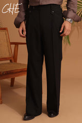 High-waisted, wide-leg pleated Baggy pant with side-tab adjusters