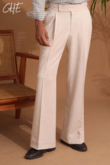 High-waisted, wide-leg pleated Boot cut Gurkha Pant with side-tab adjusters