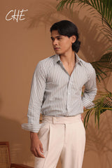 Relaxed Fit Checked Cutaway Collar Cotton Casual Shirt