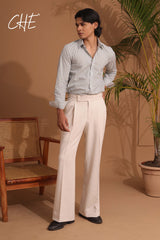 Relaxed Fit Checked Cutaway Collar Cotton Casual Shirt