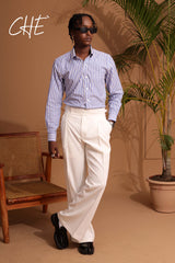 Striped long-sleeve cotton shirt