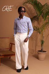 Striped long-sleeve cotton shirt