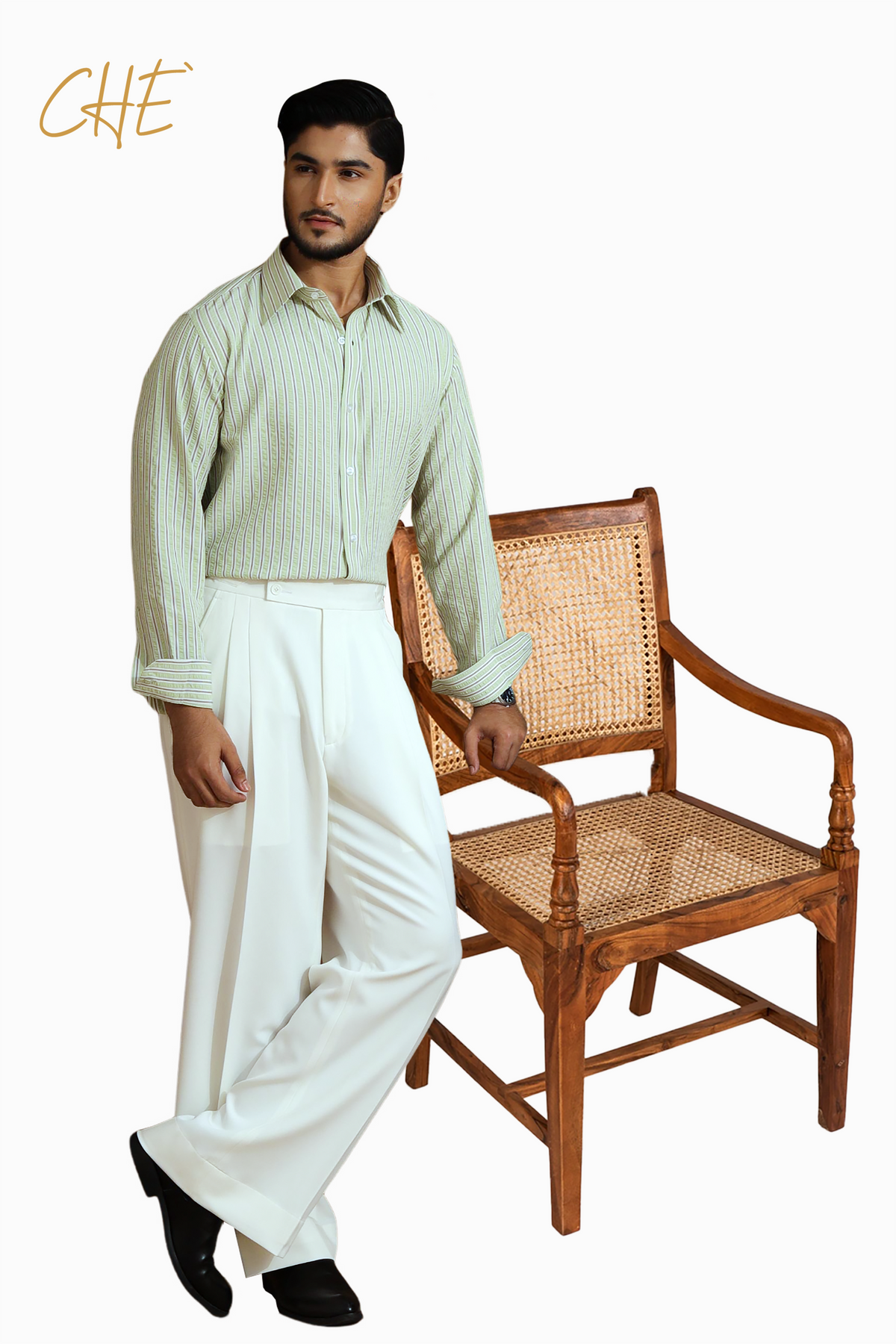 Striped Full Sleeve Single Cuff Classic Fit Semi Formal  Shirt