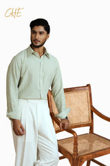 Striped Full Sleeve Single Cuff Classic Fit Semi Formal  Shirt