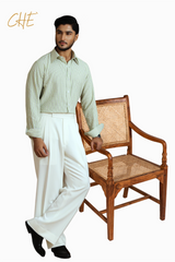 Striped Full Sleeve Single Cuff Classic Fit Semi Formal  Shirt